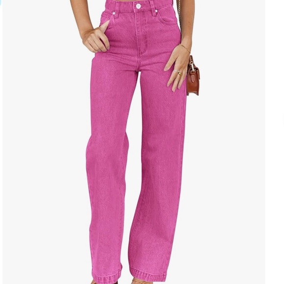 🎉HOST PICK Hot Pink High Waist Wide Leg Jeans NWT 2 - Picture 1 of 8